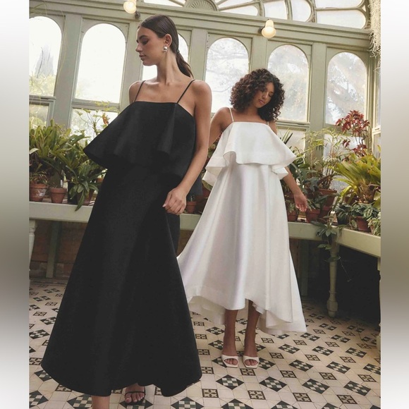 elliatt reyna black tiered ruffle draped satin maxi dress size medium NEW - Picture 9 of 14